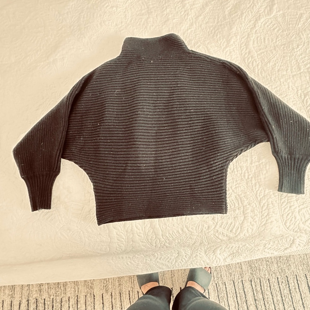 Anthropologie Black Ribbed Sweater mock tutleneck - Picture 3 of 5